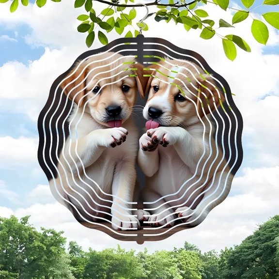 Whimsical 3D Metal Hanging Wind Spinners for Yard & Garden - Artistic Sound Wave Design Vibrant Colors Perfect Outdoor Decor