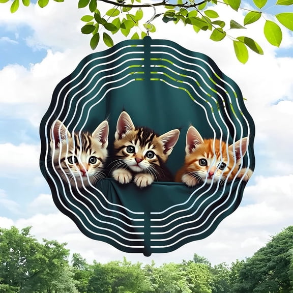Whimsical 3D Metal Hanging Wind Spinners for Yard & Garden - Playful in Circular Design Perfect for Outdoor Decor