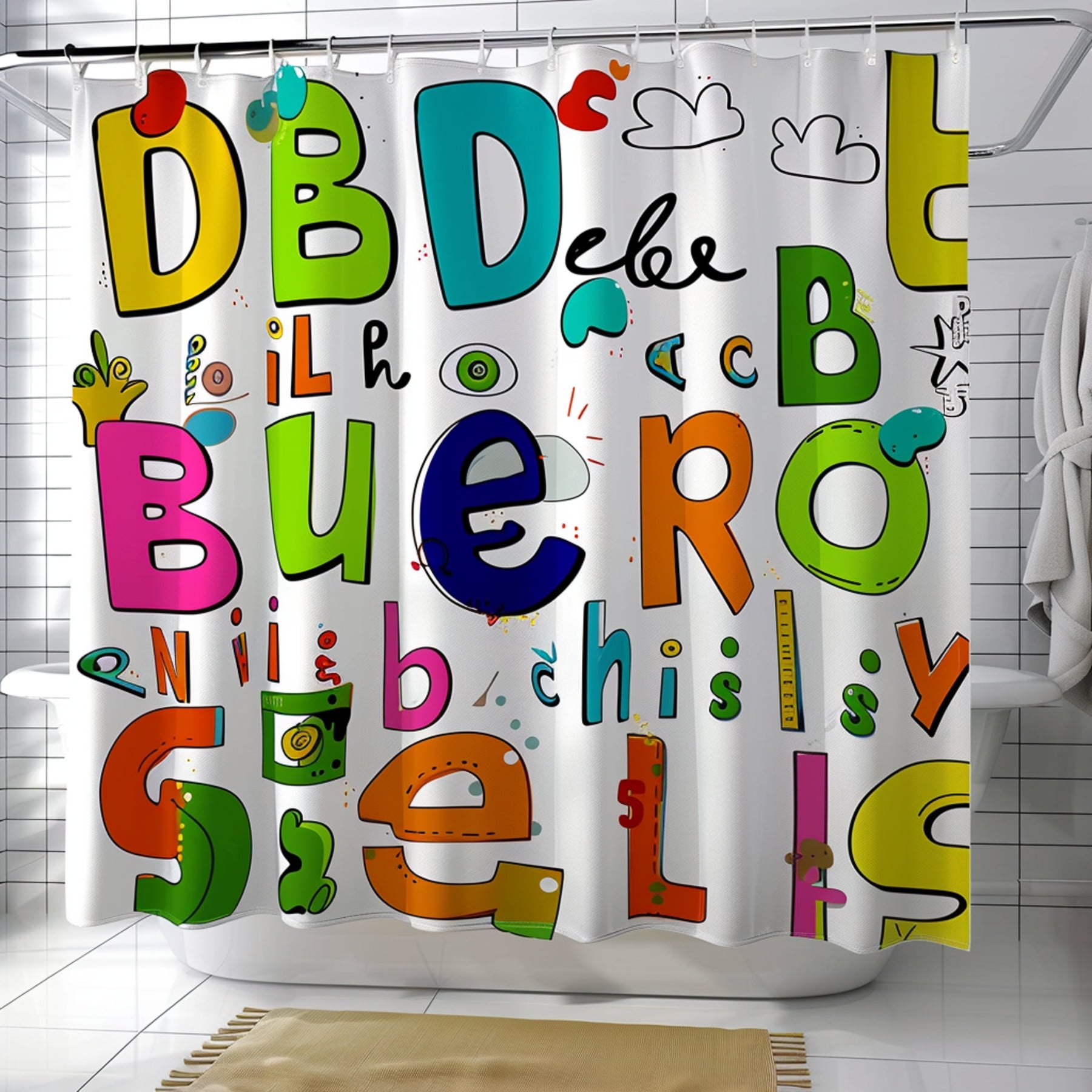 Whimsical Alphabet Shower Curtain Brighten Up Your Bathroom with