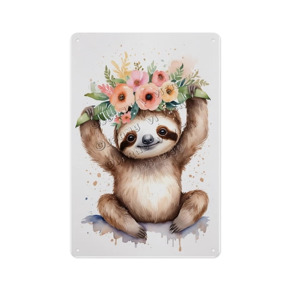 Whimsical Aluminum Sign - Funny Sloth - 8 x 12 Inches - Fun Metal Sign for Kids' Room Ideal for Animal Enthusiasts
