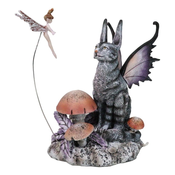 Whimsical Amy Brown Curious Encounter Fairy Tabby Cat With Pixie Fae Figurine