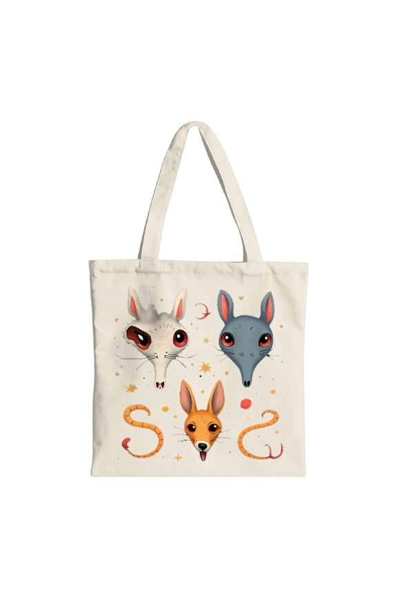 Tote Bag - Fox & Snake Design - Canvas Reusable Shopping Bag for Parties Travel & Everyday Use