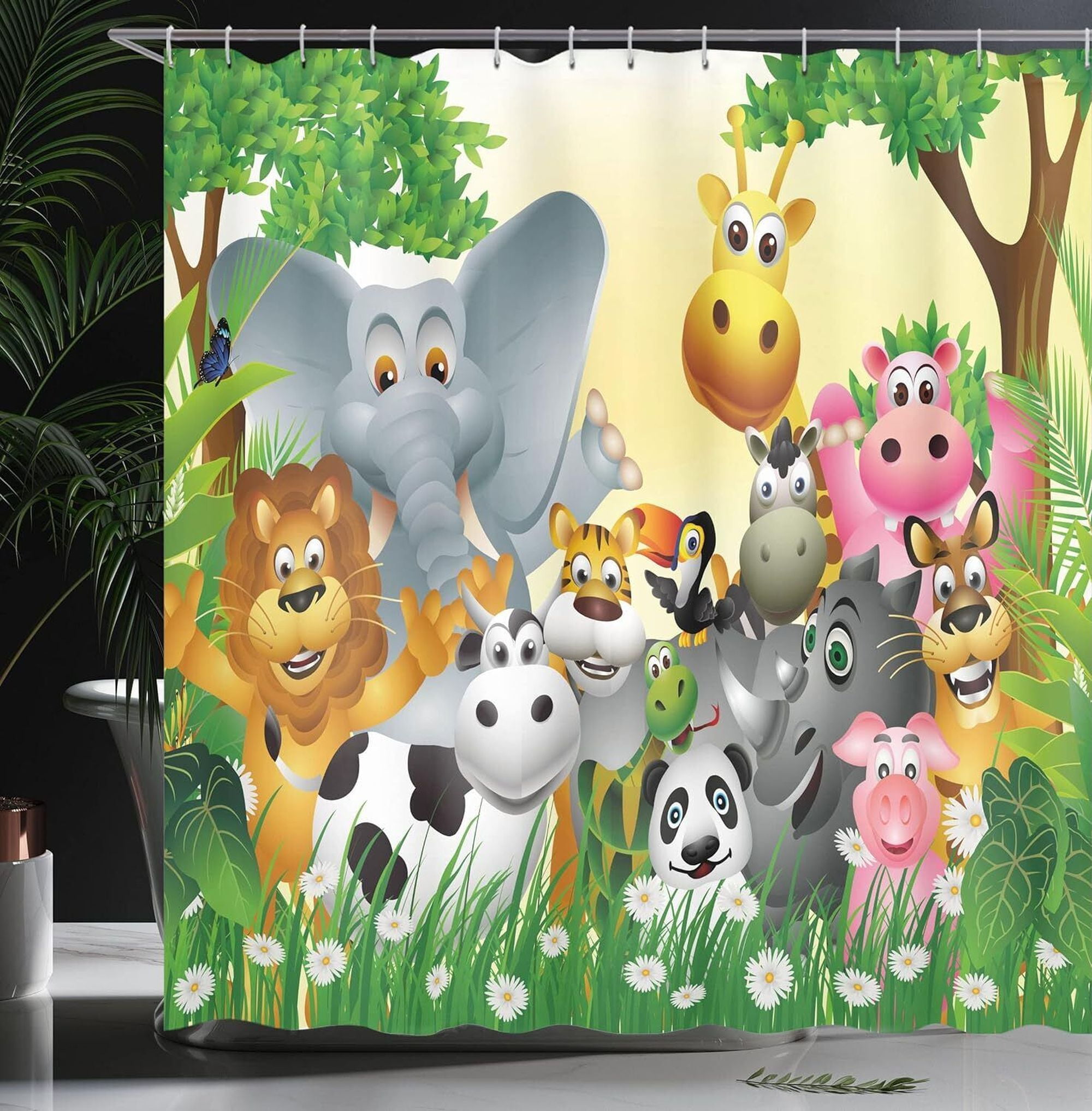 Whimsical Animal Kingdom Shower Curtain Set Add Charm to Your Bathroom