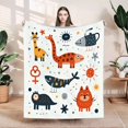 thumbnail image 1 of Whimsical Animal & Object Pattern Flannel Blanket - Soft Cozy Durable for Sofa Travel Bed Chair - Perfect for All Ages, 1 of 7