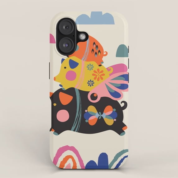 Whimsical Animal Stack and Butterfly Tough Case for Apple iPhone ...