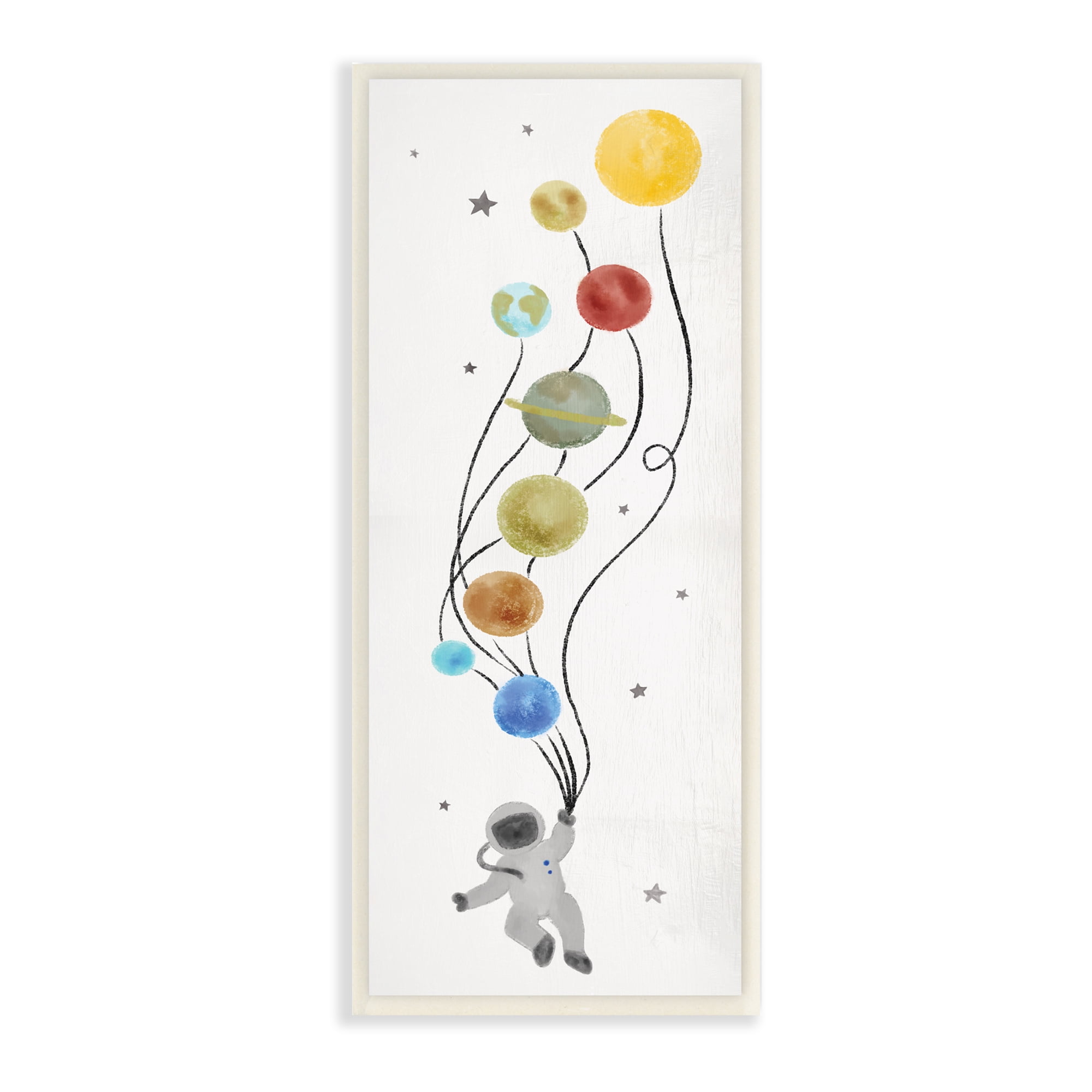 Stupell Industries Whimsical Astronaut Floating Balloon Planets Stars,7 x 17,Designed by Daphne Polselli