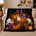 thumbnail image 1 of Whimsical Autumn Basket Print, Warm Flannel Blanket for Living Room and Family Room, Autumn Celebration Gift for Art Lovers, Festive Home Decor, 1 of 9