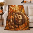 thumbnail image 1 of Whimsical Autumn Forest Hedgehog Acorn Woodland, Cozy Woodland Scene, Warm Flannel Blanket for Cabin and Lodge, Garden Lovers Thanksgiving Gift, Playful Home Decor, 1 of 9