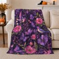 thumbnail image 1 of Whimsical Autumn Garden Purple Floral Butterfly, Festive autumn celebration Scene, Warm Flannel Blanket for Sunroom and Reading Nook, Art Lovers autumn celebration Gift, Festive Home Decor, 1 of 9