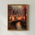 thumbnail image 1 of Whimsical Autumn Wall Art, Fairytale Village With Bridge And Glowing Lights, Cozy Cottagecore Fall Decor Home Decor #886, Unframed Poster Size 12x18, 1 of 4