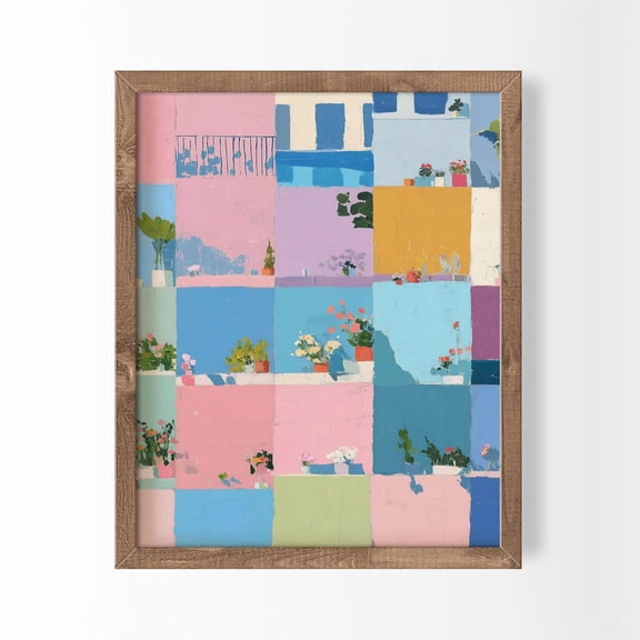 Whimsical Balconies Colorful Apartment Decor Wall Art Unframed Paper Print