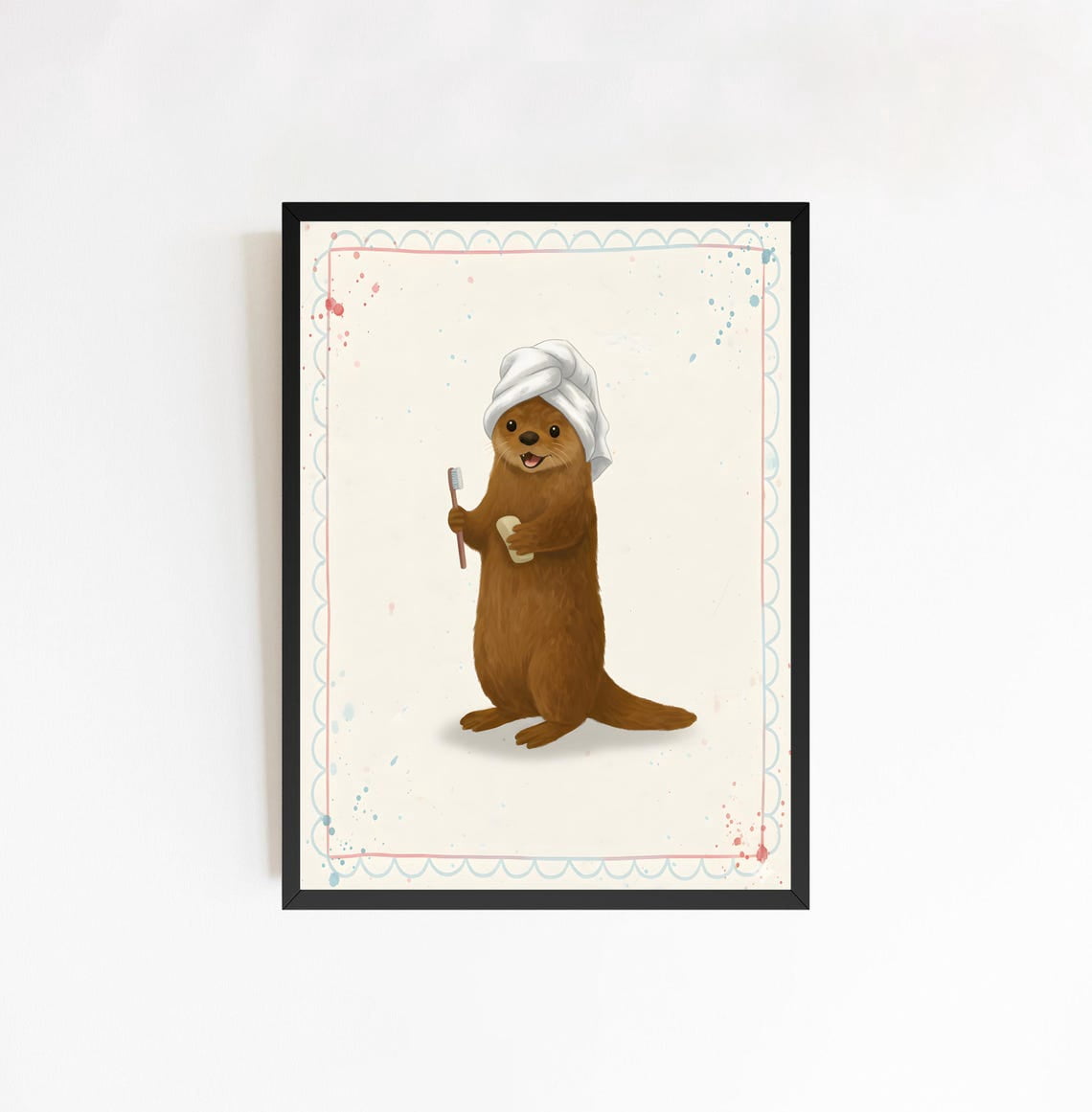 Whimsical Bathroom Otter Floating In Tub Kids Restroom Humor Art ...