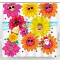 thumbnail image 1 of Whimsical Beach-Themed Shower Curtain with Flowers, Sunglasses & Santa, 1 of 5