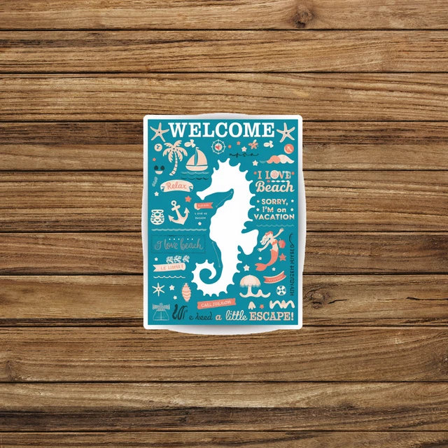Mermaid With Seahorse Vinyl Decal - 5" Tall Hot Pink Car Laptop Window Sticker