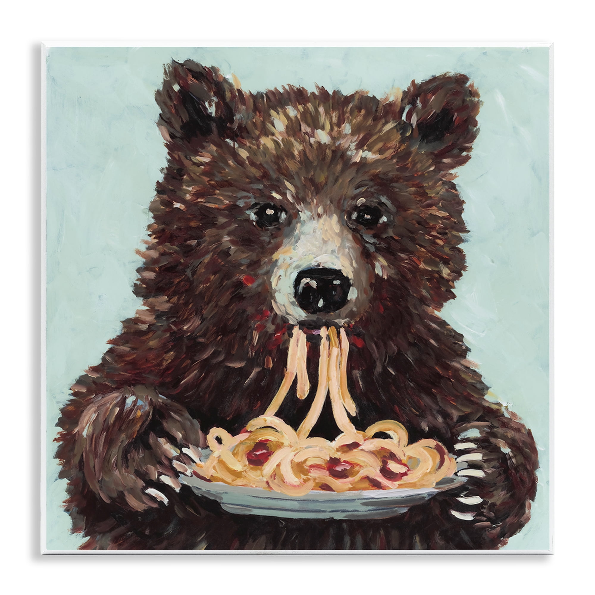 Whimsical Bear & Spaghetti Wall Plaque Art, design by Studio Bautista