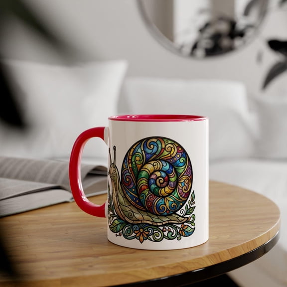 Whimsical Beautiful Colorful Decorative Snail Mug | Accent 11oz