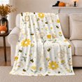 thumbnail image 1 of Whimsical Bee Daisy Floral Pattern, Cozy Friendship Quote Scene, Warm Flannel Blanket for Living Room and Reading Nook, Art Lovers Friendship Gift, Artistic Home Decor, 1 of 9
