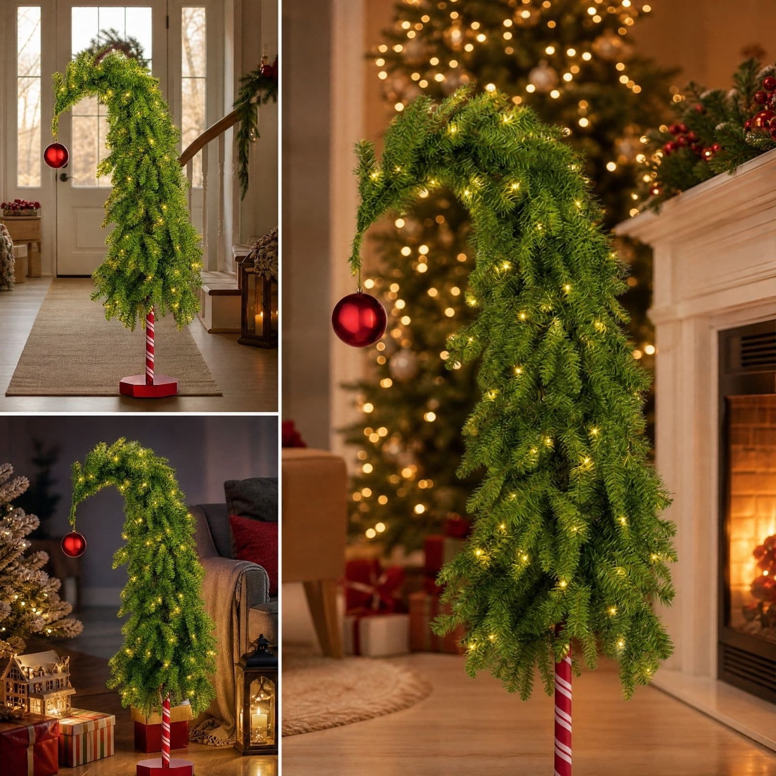Whimsical Bendable Artificial Christmas Tree Indoor Party Holiday Decor ...