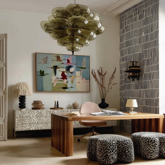 Whimsical Birds Art Print: Colorful Crane Illustration, Modern Folk Decor | Playful Flying Bird Wall Art for Eclectic, Boho & Creative Interiors Canvas Print