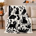 thumbnail image 1 of Whimsical Black Cat Pumpkin, Playful Pet Portrait Pattern, Warm Flannel Blanket for Living Room and Bedroom with Detailed Artwork, Cat Lovers autumn celebration Gift, Pet Lover Home Decor, 1 of 9
