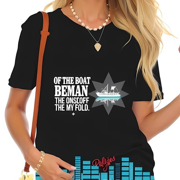 Whimsical Black Cotton Short Sleeve T-Shirt with Playful Boating Graphic & Humorous Saying - Perfect for Leisure & Fishing Lovers