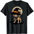 thumbnail image 1 of Whimsical Black T-Shirt Featuring Playful in Witch Hat & Full Moon, 1 of 5