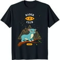 thumbnail image 1 of Whimsical Black T-Shirt with Blue Creature Graphic & 'Bader Z Club' Design, 1 of 5