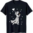 thumbnail image 1 of Whimsical Black T-Shirt with Charming Girl & Flower Design, 1 of 5