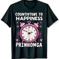 thumbnail image 1 of Whimsical Black T-Shirt with Colorful Alarm Clock Graphic & Heart Design, 1 of 5
