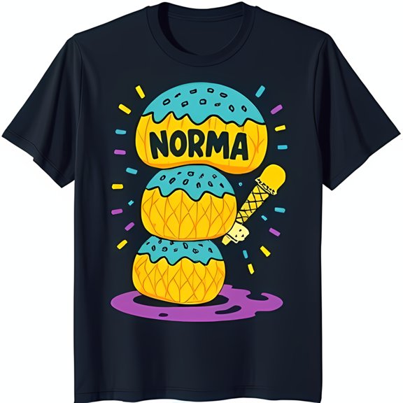 Whimsical Black T-Shirt with Colorful Ice Cream Graphic Fun & Playful Design