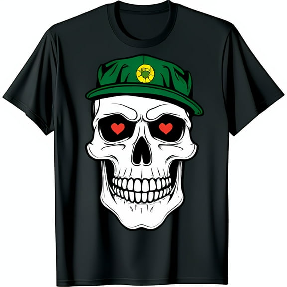 Whimsical Black T-Shirt with & Hearts Graphic Design