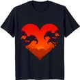 thumbnail image 1 of Whimsical Black T-Shirt with Sunset Heart Design & Shadowy Birds, 1 of 5