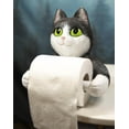 thumbnail image 1 of Whimsical Black White Kitten Cat Toilet Paper Roll Holder Bathroom Wall Decor, 1 of 6