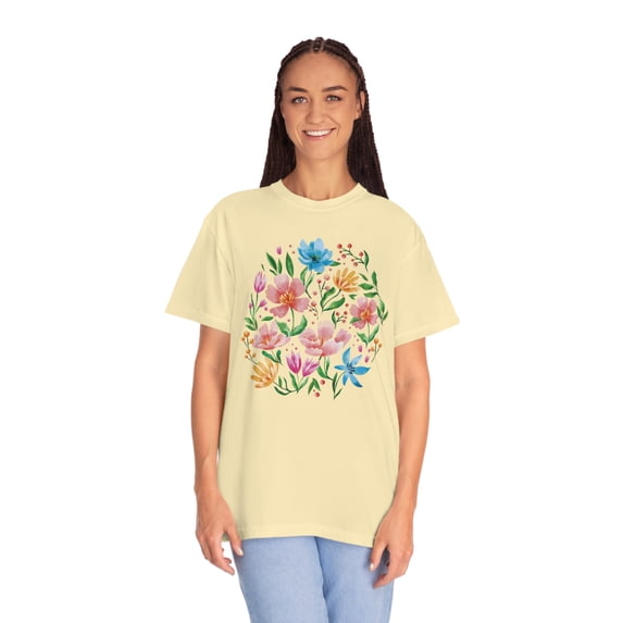 Whimsical Blooms: Watercolor Wildflowers Comfort Colors 1717 Tee T-Shirt