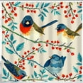 thumbnail image 1 of Whimsical Blue Birds Shower Curtain with Cream Background, Nature-Inspired Design, 1 of 5