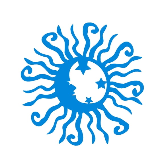 Whimsical Blue Solar-Powered Moon Metal Wall Art Outdoor Decor - Solar Powered Metal Wall Decoration For Garden, Patio, Fence, Yard, Exterior Walls - Indoor/Outdoor Decoration For