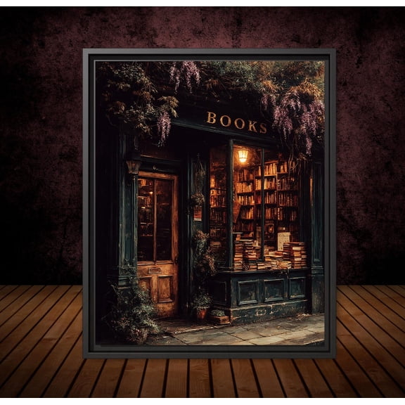 Whimsical Bookstore Art Poster – Vintage Fantasy Bookshop Wall Art – Cottagecore Reading Nook Decor – Wisteria Library Poster, Unframed Poster Size 8x12