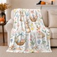 thumbnail image 1 of Whimsical Bunny Easter Egg Pattern, Cozy Friendship Quote Scene, Warm Flannel Blanket for Living Room and Reading Nook, Art Lovers Easter Gift, Festive Home Decor, 1 of 9