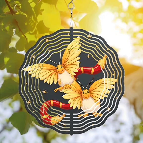 Whimsical Butterfly Metal Wind Spinners & Chimes - Colorful Wings Playful Design for Enchanting Yard & Garden Decor