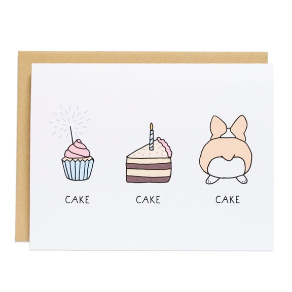 Whimsical Cake-Themed Greeting Card Adorable Cupcake and Cake Illustrations Blank Inside, Envelope Included Perfect for Any Celebration