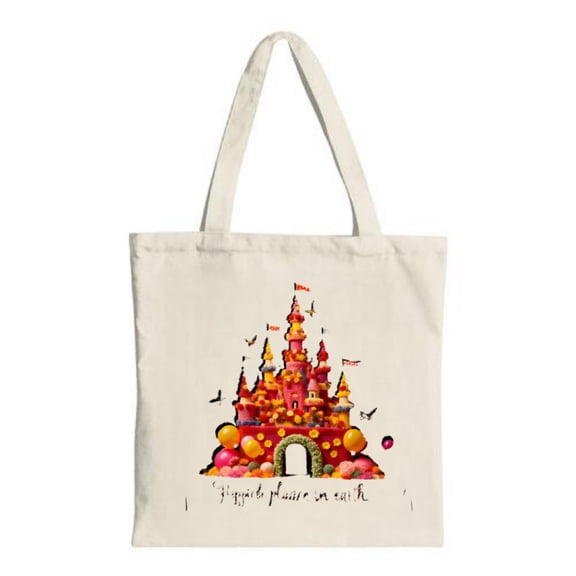 Whimsical Candy Castle Tote Bag - Colorful Spires & Balloons Perfect for Parties Travel & Shopping - Multifunctional Canvas Bag
