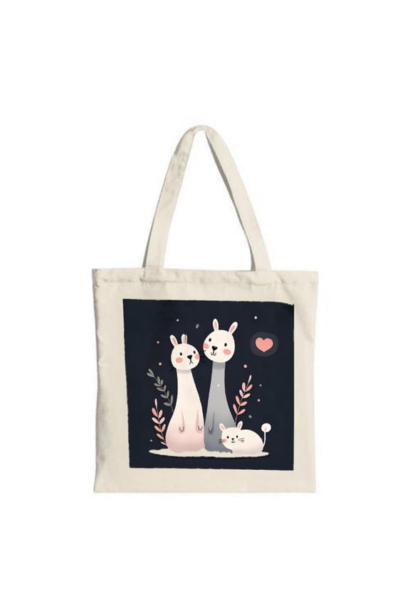 Whimsical Canvas Tote Bag - Playful Pastel Design with Floral Patterns Perfect for Shopping Travel & Parties