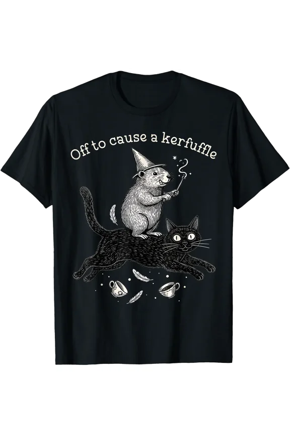 Whimsical Capy Wizard Off To Cause A Kerfuffle Meme Cat Men T-Shirt