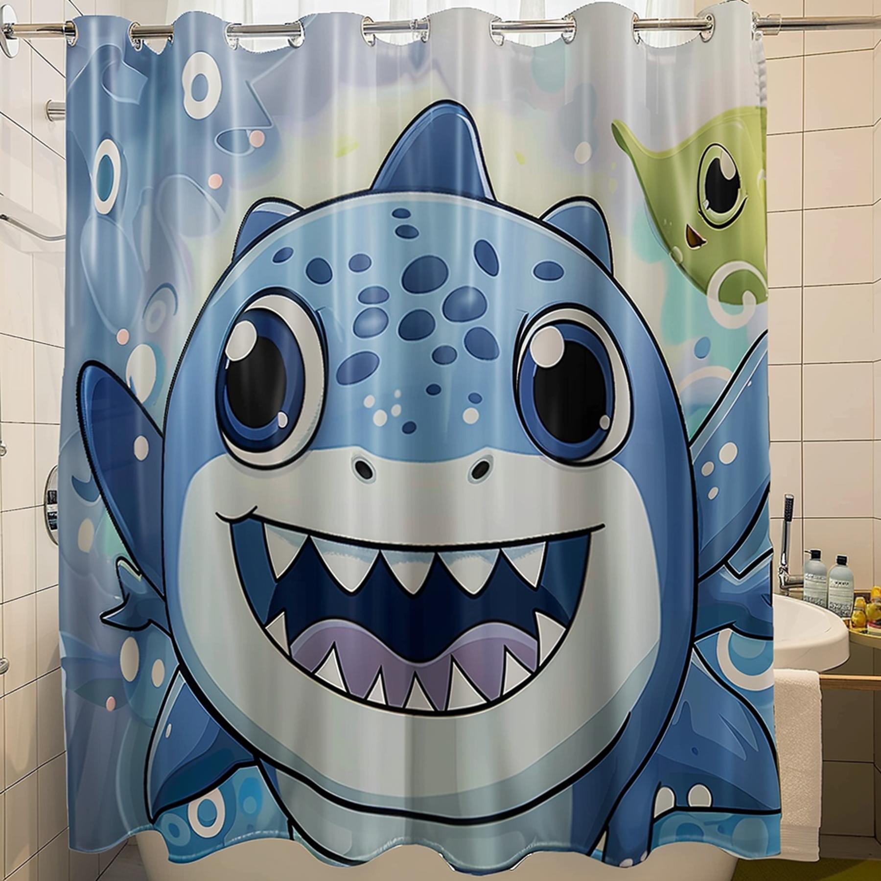 Whimsical Cartoon Bathroom Set Toothless Dragon & Baby Shark Decor