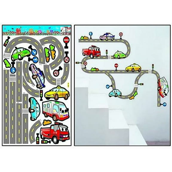 Whimsical Cartoon Car World Wall Decal - DIY PVC Transparent Film for Kindergarten, Living Room, Children's Room, TV Sofa Background, Wall Art Decor, and Window Dressing