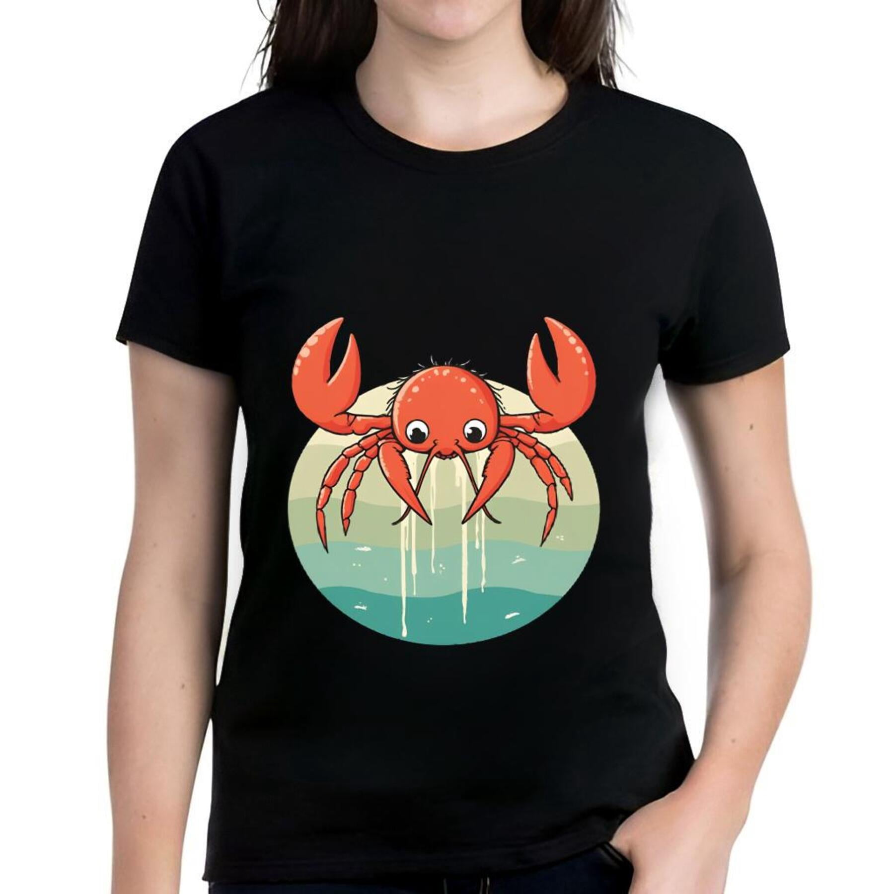 Whimsy Shirt Whimsical Cartoon Crab Cotton Short Sleeve T-Shirt - Playful Beach ...