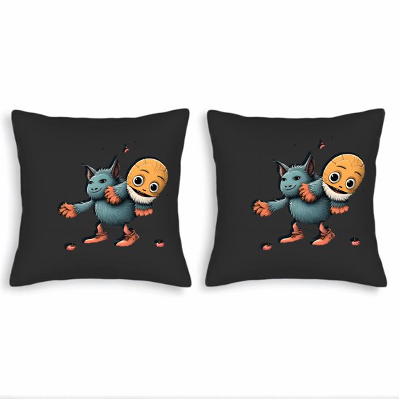 Whimsical Cartoon Creatures Throw Pillow Covers - Set of 2 18x18in Perfect for Couch Bed or Car - Fun and Colorful Design