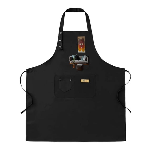 Whimsical Cartoon Dog & Colorful Figure Design - 2 Pack Adjustable Bib Apron with 2 Pockets for Cooking Kitchen Chef - Perfect for Men & Women