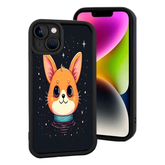 Whimsical Cartoon Fox iPhone 15 Case - Lightweight Yellowing Resistant Starry Background Vibrant Colors Design