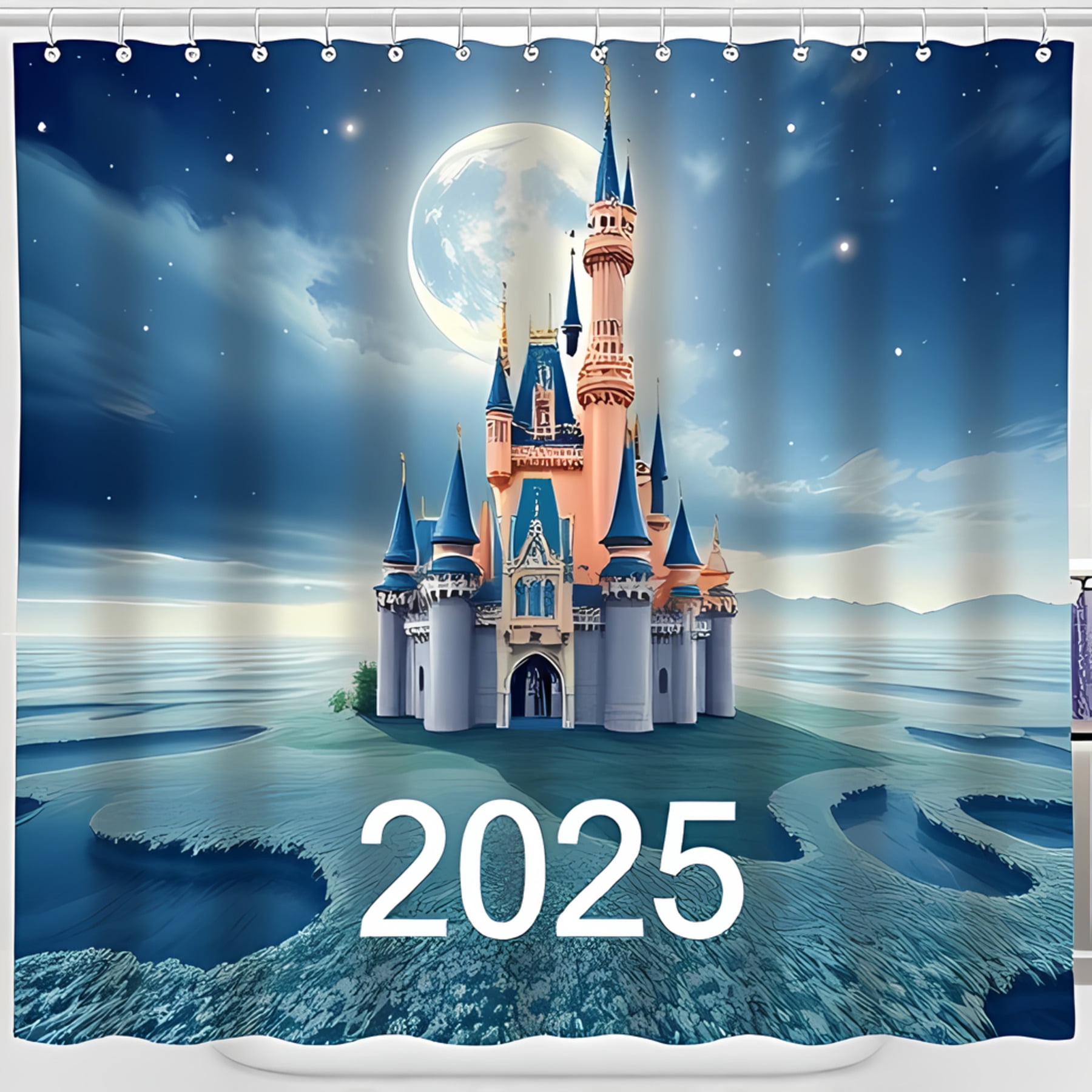 Whimsical Castle Shower Curtain Enchanting Fantasy Design with